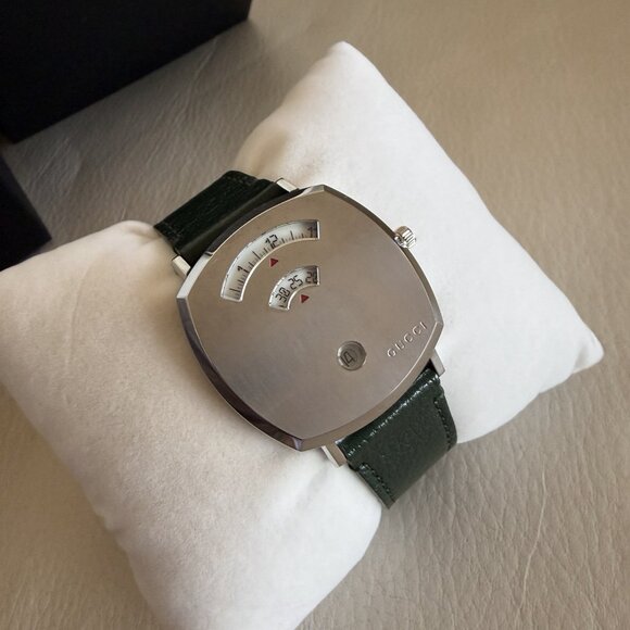 NEW Gucci Stainless Steel 35mm Strap Fashion Watch Green Leather Grip main image 5